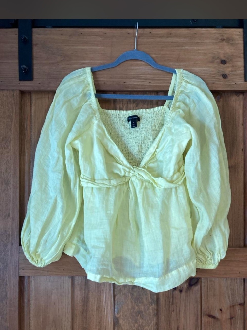 Banana Republic Light Yellow Twist-Front Blouse